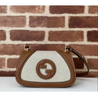 Good Product Gucci Blondie Small Shoulder bag in Linen Canvas and Leather 815700 Brown 2024