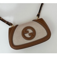 Good Product Gucci Blondie Small Shoulder bag in Linen Canvas and Leather 815700 Brown 2024