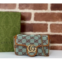 Big Discount Gucci GG Canvas Super Mini Shoulder bag Pale 783141 Blue/Brown 2024