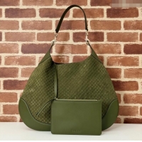 Best Price Gucci GG Suede and Leather Medium Shoulder bag 815924 Green 2024