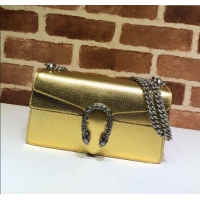 Best Quality Gucci Dionysus Metallic Leather Small Shoulder Bag ‎499623 Yellow Gold/Strass 2024
