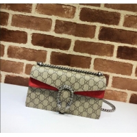 Good Taste Gucci Dionysus GG Canvas and Suede Small Bag with Strass 499623 Beige/Red 2024