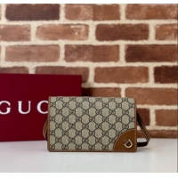Discount Gucci GG Canvas Emblem Super Mini Shoulder bag 82068 Beige/Brown 2024