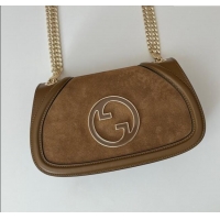Fashion Promotional Gucci Blondie Suede Small Shoulder Bag 815715 Brown 2024