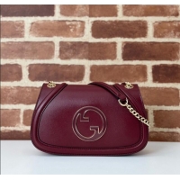 Discount Gucci Blondie Leather Small Shoulder Bag 815715 Dark Burgundy 2024