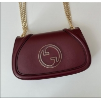 Discount Gucci Blondie Leather Small Shoulder Bag 815715 Dark Burgundy 2024