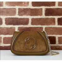 Top Quality Gucci Blondie Mini Shoulder Bag in 815711 Brown Suede 2024