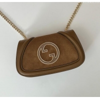 Top Quality Gucci Blondie Mini Shoulder Bag in 815711 Brown Suede 2024