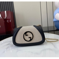 Discount Gucci Blondie Mini Shoulder Bag in Linen Canvas 815711 Black 2024