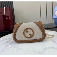 Spot Bulk Gucci Blondie Mini Shoulder Bag in Linen Canvas 815711 Brown 2024