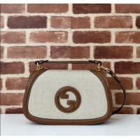 Original Cheap Gucci Blondie Large Top Handle Bag 815716 Brown/White Canvas 2024