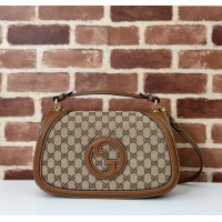 New Design Gucci Blondie Large Top Handle Bag 815716 Brown/GG Canvas 2024