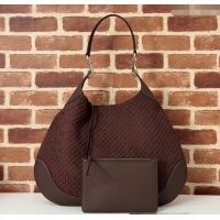 Spot Bulk Gucci GG Suede and Leather Medium Shoulder bag 815924 Coffee Brown 2024
