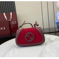 Original Cheap Gucci Blondie Small Shoulder bag in Suede 815700 Red/Burgundy 2024