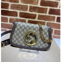 Best Price Gucci Blondie GG Canvas Shoulder Bag with Interlocking G 699268 Brown 2024
