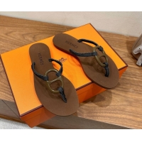 Buy New Cheap Hermes Chaine d'Ancre Flat Thong Slides Sandal Brown 2025 H070801