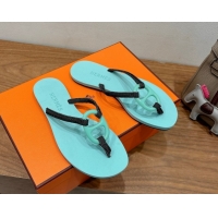 Perfect Hermes Chaine d'Ancre Flat Thong Slides Sandal Light Blue 2025 H070801