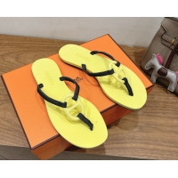 Shop Duplicate Hermes Chaine d'Ancre Flat Thong Slides Sandal Yellow H070801