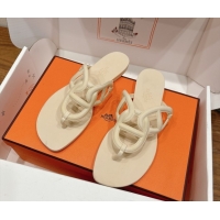 Grade Hermes Chaine d'Ancre Rubber Flat Thong Slides Sandal Beige 2025 H070802