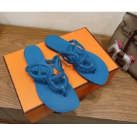 Leisure Hermes Chaine d'Ancre Rubber Flat Thong Slides Sandal Blue 2025 H070802