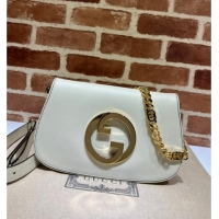 Best Product Gucci Blondie Leather Shoulder Bag with Interlocking G 699268 White 2024
