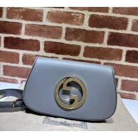 Top Design Gucci Blondie Leather Shoulder Bag with Interlocking G 699268 Grey 2024