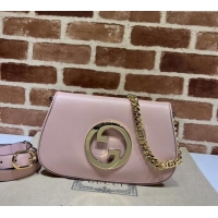 Good Quality Gucci Blondie Leather Shoulder Bag with Interlocking G 699268 Light Pink 2024