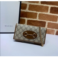 Good Taste Gucci Horsebit 1955 GG Canvas Wallet with Chain 621892 Brown 2024