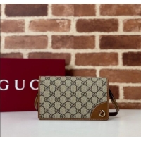 Luxury Discount Gucci GG Canvas Emblem Super Mini Shoulder bag 820688 Brown 2024