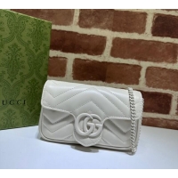 Buy Fashionable Gucci GG Marmont Matelasse Leather Super Mini Bag ‎476433 All White 2024