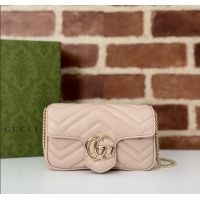 Best Price Gucci GG Marmont Matelasse Leather Super Mini Bag ‎476433 Light Pink 2024