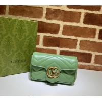 Best Price Gucci GG Marmont Matelasse Leather Super Mini Bag 476433 Sage Green 2024