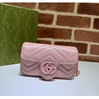 Good Taste Gucci GG Marmont Matelasse Leather Super Mini Bag ‎476433 All Pink 2024