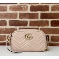 Buy Discount Gucci GG Marmont Leather Small Shoulder Bag 447632 Light Pink 2024