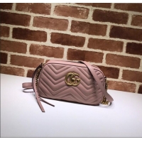 Cheap Design Gucci GG Marmont Leather Small Shoulder Bag 447632 Nude pink 2024
