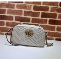 Affordable Price Gucci GG Marmont Leather Small Shoulder Bag 447632 Light Grey 2024