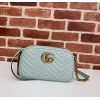 Inexpensive Gucci GG Marmont Leather Small Shoulder Bag 447632 Pale Green 2024