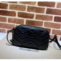 Promotional Gucci GG Marmont Leather Small Shoulder Bag 447632 All Black 2024
