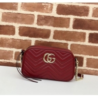 Promotional Gucci GG Marmont Leather Small Shoulder Bag 447632 Burgundy 2024