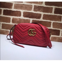 Famous Brand Gucci GG Marmont Leather Small Shoulder Bag 447632 Red 2024