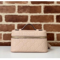 Promotional Gucci GG Grainy Leather Emblem Super Mini bag 815949 Light Pink 2024