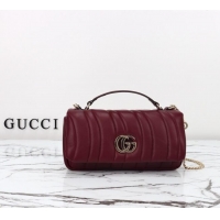 Grade Design Gucci Quilted Puffy Leather Milano Small Top Handle bag 806016 Ancora Red 2024