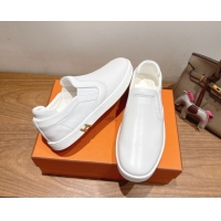 Discount Hermes Lucky slip-on sneakers in Smooth Calfskin with with signature "H" White 2025 H252894