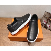 Hot Style Hermes Lucky slip-on sneakers in Smooth Calfskin with with signature "H" Black 2025 H252894
