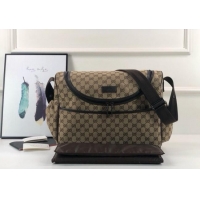Good Quality Gucci GG Supreme Canvas Diaper Mommy Shoulder bag 123326 Dark Beige 2024