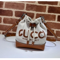 Well Crafted Gucci Canvas Mini Bucket bag with GUCCI Print 777166 Beige/Brown 2024