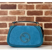 Buy Discount Gucci Blondie Suede Medium Top Handle Bag 815719 Light Blue 2024
