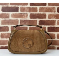 Big Discount Gucci Blondie Suede Medium Top Handle Bag 815719 Light Brown 2024