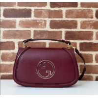 Shop Inexpensive Gucci Blondie Leather Medium Top Handle Bag 815719 Burgundy 2024