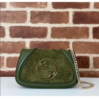 Pretty Style Gucci Blondie Mini Shoulder Bag in Suede 815711 Green 2024